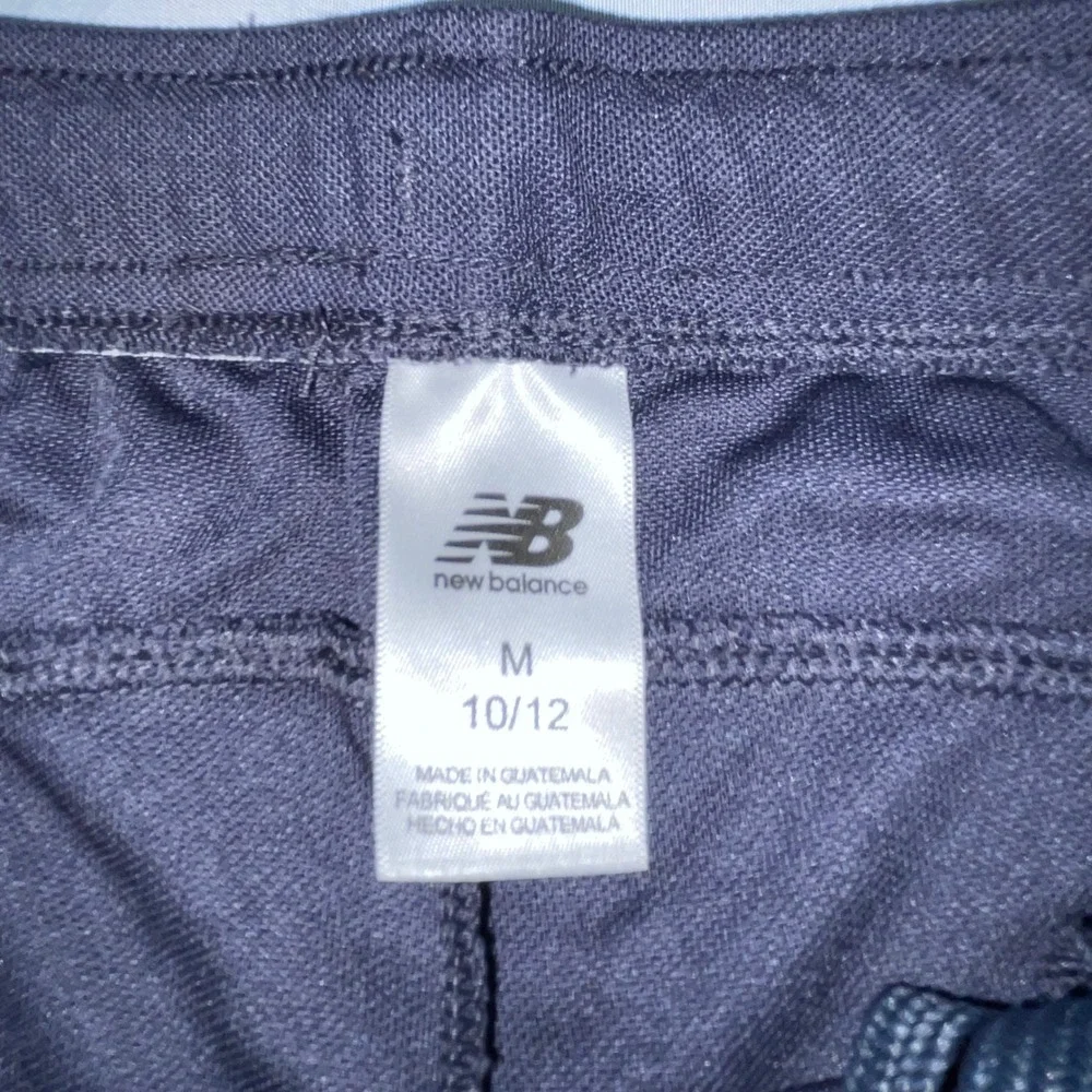 New Balance Kids Gray Blue Track Pants White Black Side Stripe Size M 10/12 NWT